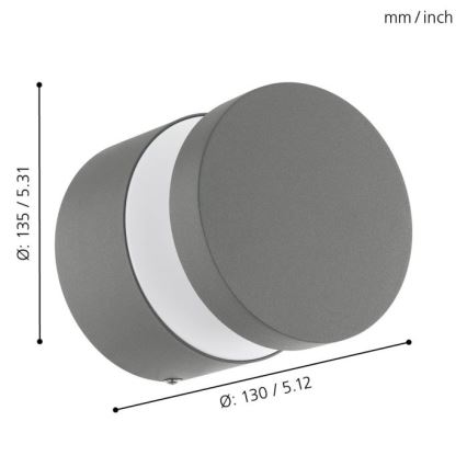 Eglo 97301 - Utomhus LED Väggbelysning MELZO LED/11W/230V grå