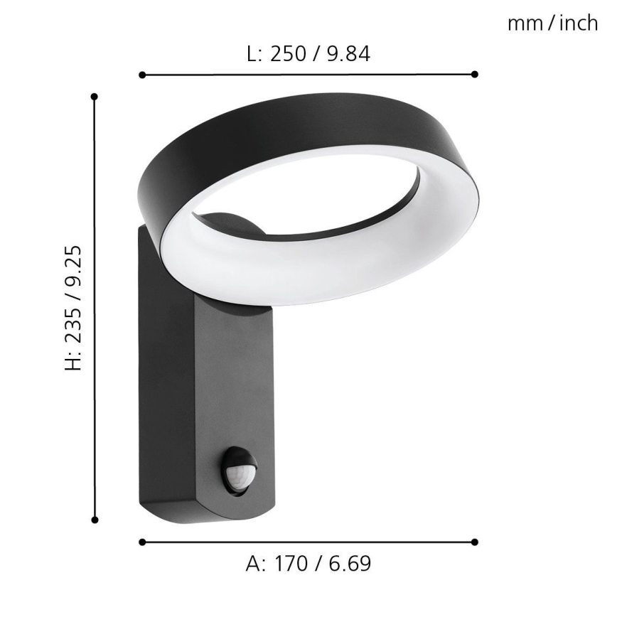 Eglo 97308 - LED Utomhus Väggbelysning med sensor PERNATE LED/11W/230V