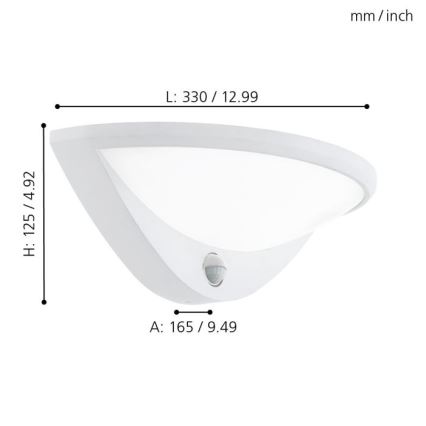 Eglo 97311 - LED Utomhus Väggbelysning med sensor BELCREDA 1xLED/9,3W/230V IP44