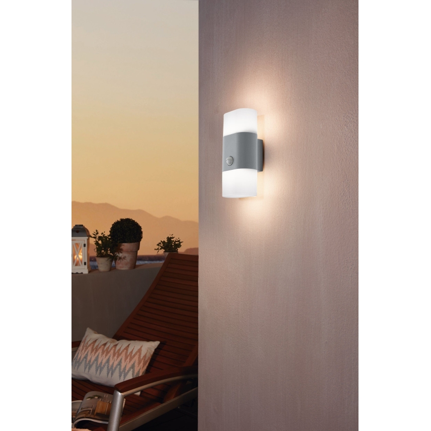 Eglo 97313 - LED Utomhus Väggbelysning med sensor FAVRIA 1 2xLED/5,5W/230V
