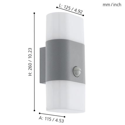 Eglo 97313 - LED Utomhus Väggbelysning med sensor FAVRIA 1 2xLED/5,5W/230V