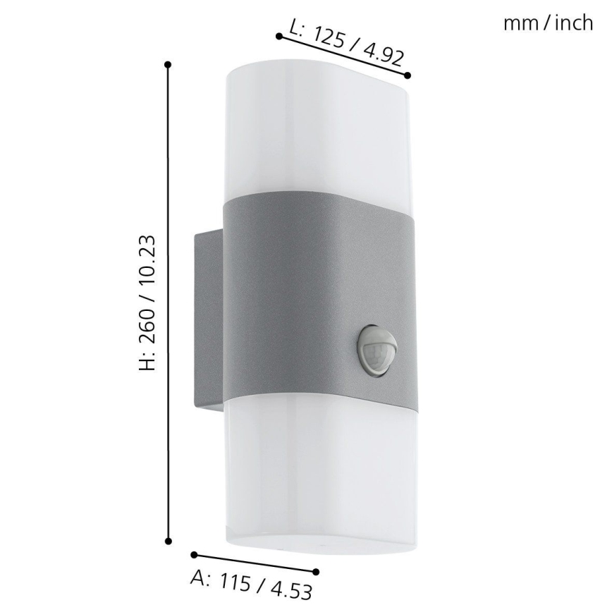 Eglo 97313 - LED Utomhus Väggbelysning med sensor FAVRIA 1 2xLED/5,5W/230V