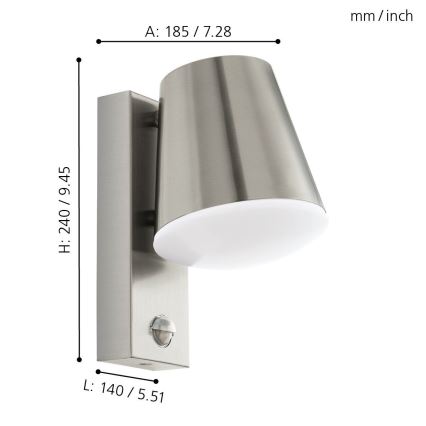 Eglo 97453 - Utomhus Väggbelysning med sensor CALDIERO 1xE27/10W/230V