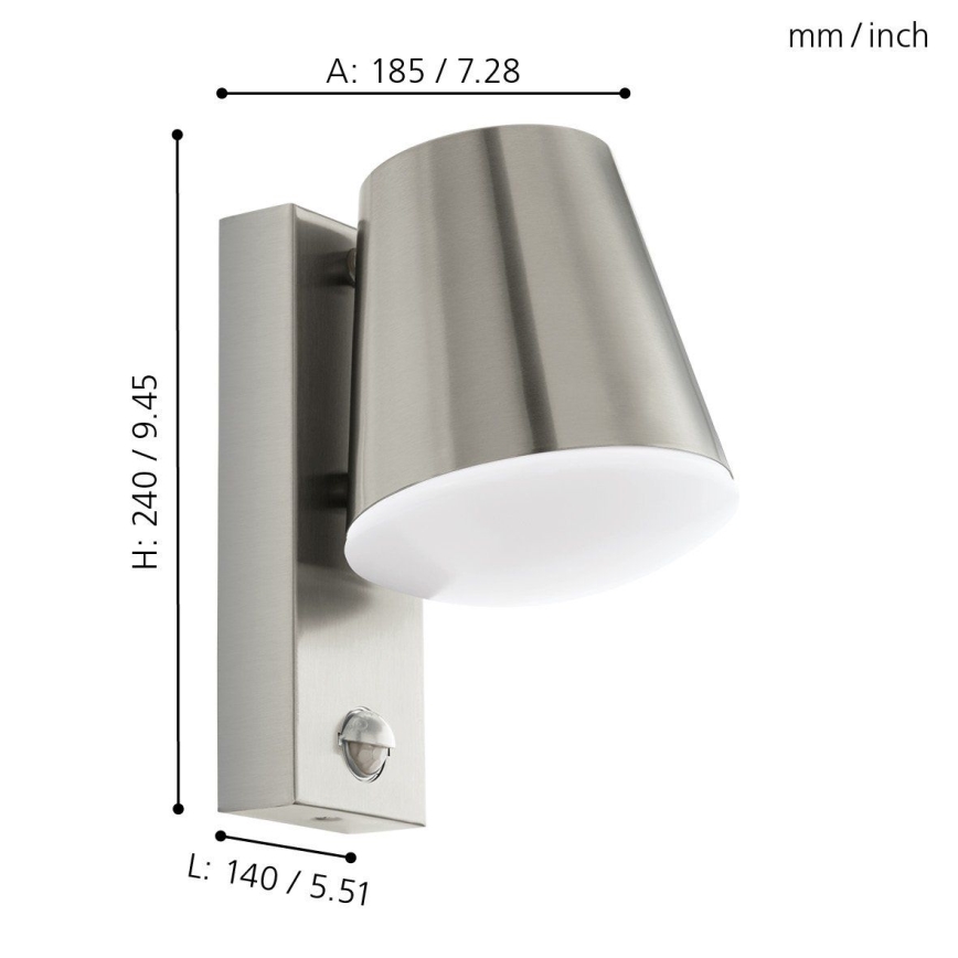 Eglo 97453 - Utomhus Väggbelysning med sensor CALDIERO 1xE27/10W/230V