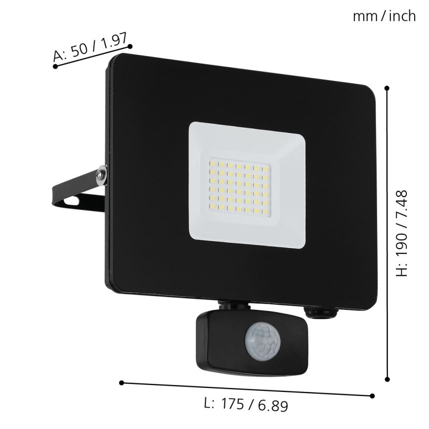 Eglo 97462 - LED Spotlight med sensor FAEDO 3 LED/30W/230V