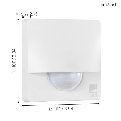 Eglo 97464 - Utomhus rörelsesensor DETECT ME 3 12 m vit IP44