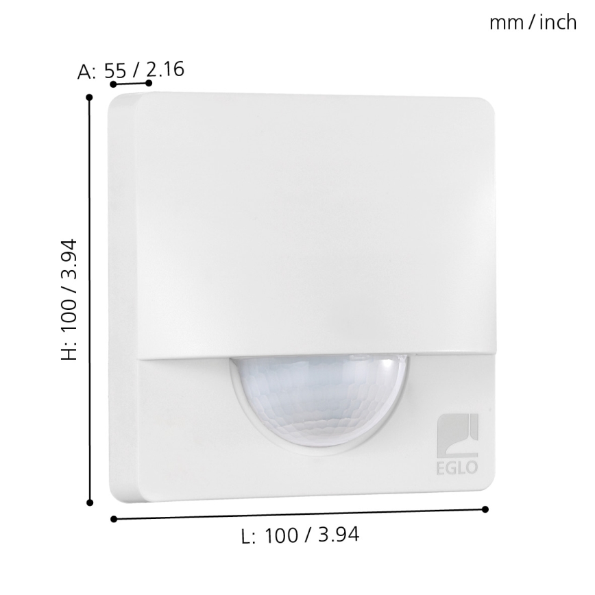 Eglo 97464 - Utomhus rörelsesensor DETECT ME 3 12 m vit IP44