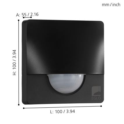 Eglo 97465 - rörelsesensor DETECT ME 3 12 m svart IP44