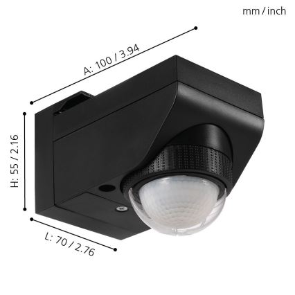 Eglo - Utomhusrörelsesensor 12 m svart IP44