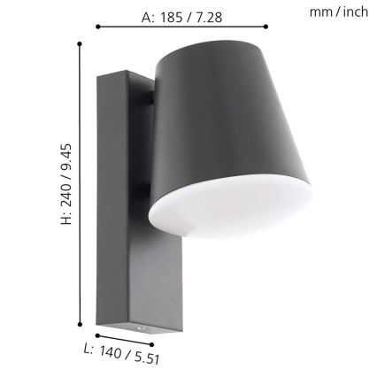 Eglo 97482 - LED Dimbar utomhus Väggbelysning CALDIERO-C 1xE27/9W/230V
