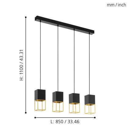 Eglo 97734 - LED Ljuskrona med snöre MONTEBALDO 4xGU10/5W/230V