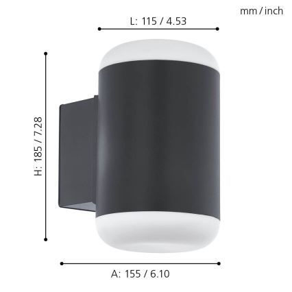 Eglo 97844 - Utomhus Väggbelysning MERLITO 1xE27/10W/230V IP44 svart