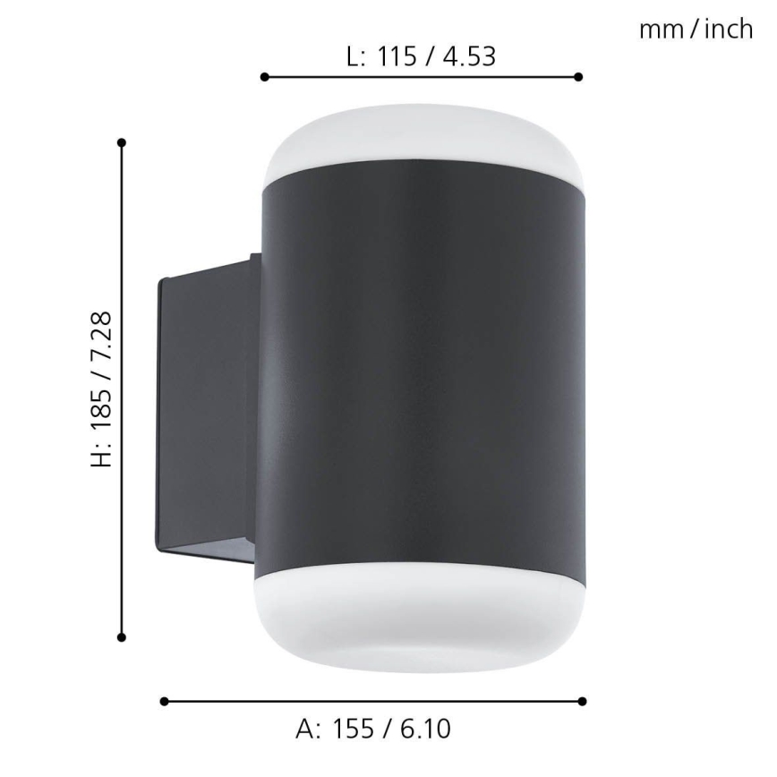 Eglo 97844 - Utomhus Väggbelysning MERLITO 1xE27/10W/230V IP44 svart