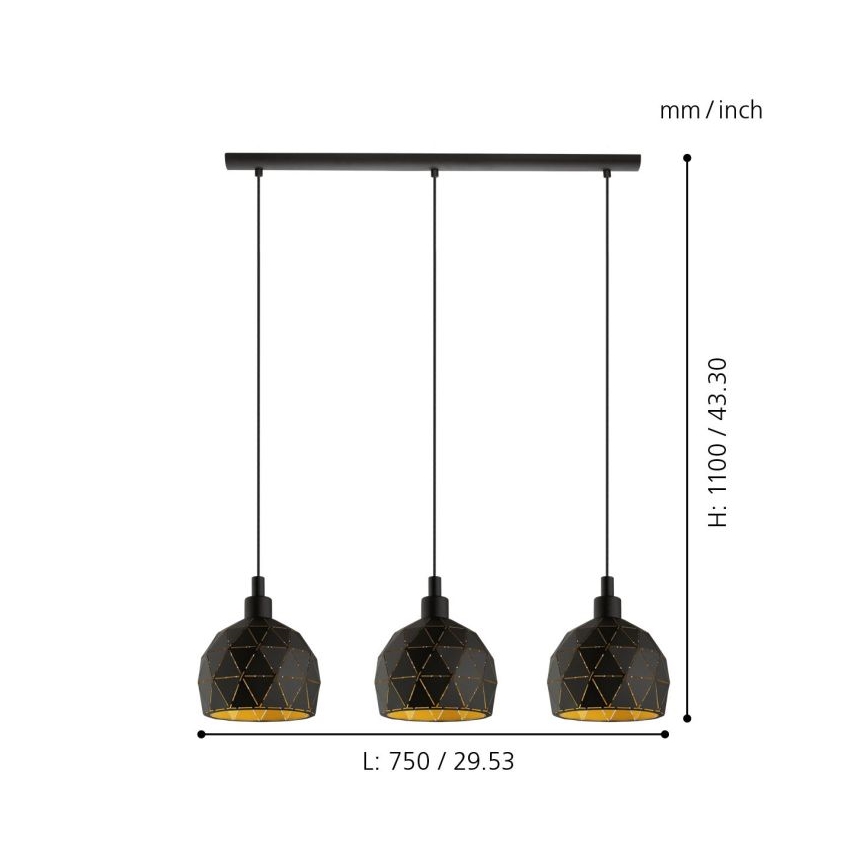 Eglo 97846 - Ljuskrona med snöre ROCCAFORTE 3xE14/40W/230V