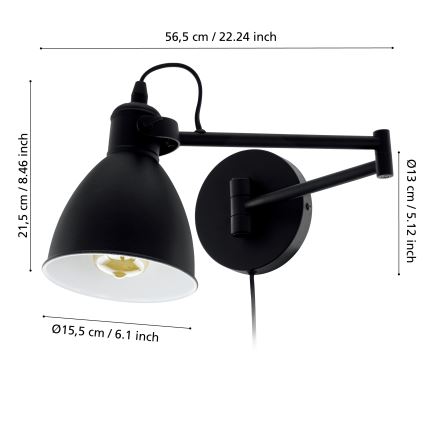 Eglo 97886 - Väggbelysning SAN PERI 1xE27/10W/230V