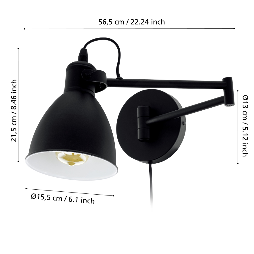 Eglo 97886 - Väggbelysning SAN PERI 1xE27/10W/230V