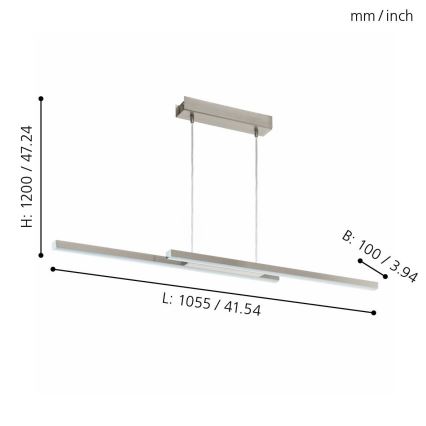 Eglo 97907 - Dimbar LED-lampakrona med snöre FRAIOLI-C 2xLED/17W/230V