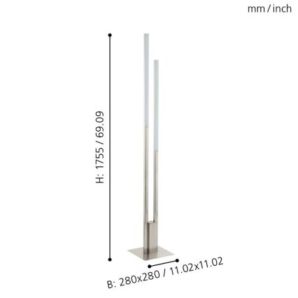 Eglo 97908 - LED Dimbar Golvlampa FRAIOLI-C 2xLED/17W/230V