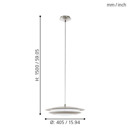 Eglo 98043 - LED RGBW Ljusreglerad ljuskrona på snöre MONEVA LED/18W/230V