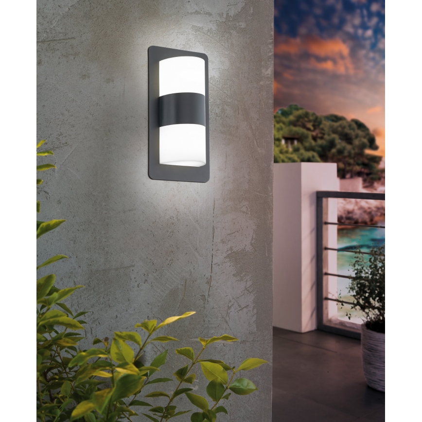 Eglo 98086 - Utomhus Väggbelysning CISTIERNA 2xE27/10W/230V antracit IP44