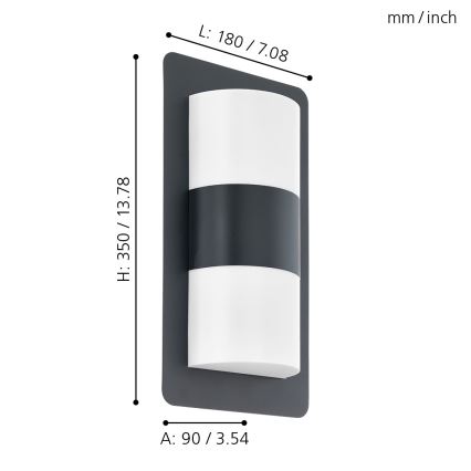 Eglo 98086 - Utomhus Väggbelysning CISTIERNA 2xE27/10W/230V antracit IP44