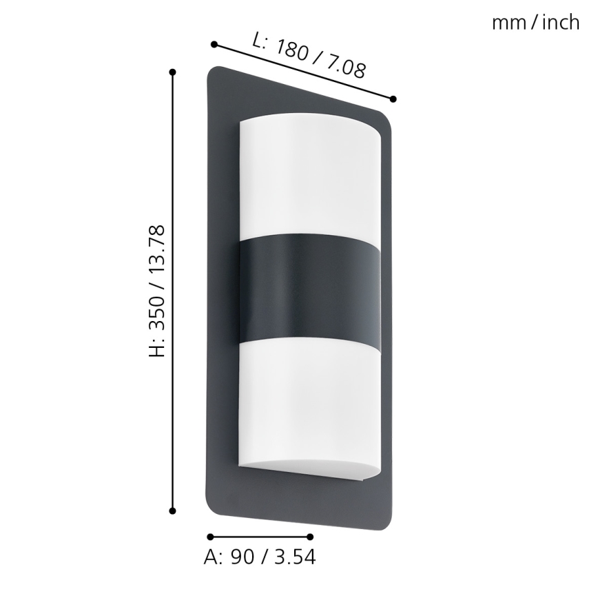 Eglo 98086 - Utomhus Väggbelysning CISTIERNA 2xE27/10W/230V antracit IP44
