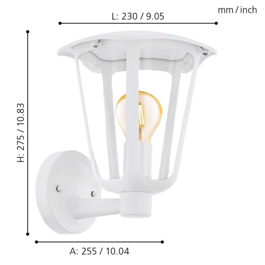 Eglo 98115 - Utomhus Väggbelysning MONREALE 1xE27/60W/230V IP44 vit
