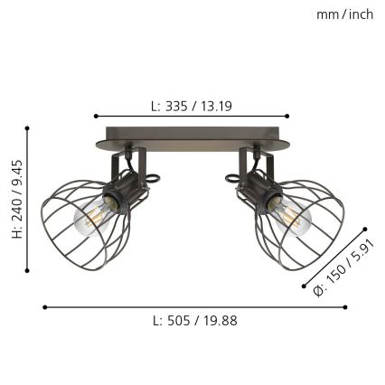 Eglo 98135 - Spotlight SAMBATELLO 2xE27/40W/230V