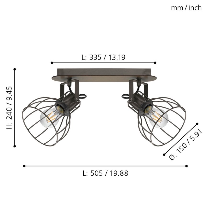 Eglo 98135 - Spotlight SAMBATELLO 2xE27/40W/230V