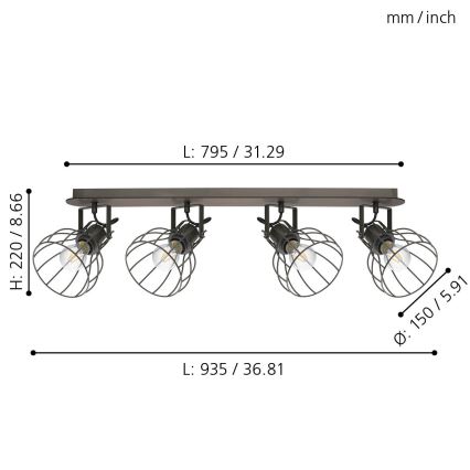 Eglo 98137 - Spotlight SAMBATELLO 4xE27/40W/230V