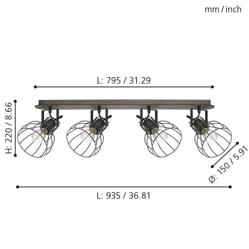 Eglo 98137 - Spotlight SAMBATELLO 4xE27/40W/230V