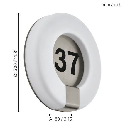 Eglo 98145 - LED Ljusreglerad hus number MARCHESA-C LED/15W/230V IP44