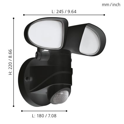 Eglo 98176 - LED Utomhusbelysning med sensor PAGINO 2xLED/7,5W/230V IP44