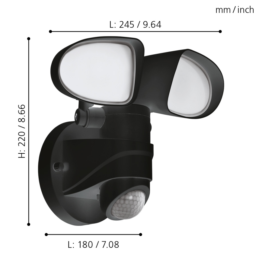 Eglo 98176 - LED Utomhusbelysning med sensor PAGINO 2xLED/7,5W/230V IP44