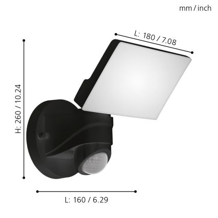 Eglo 98178 - LED Utomhusbelysning med sensor PAGINO LED/15W/230V IP44