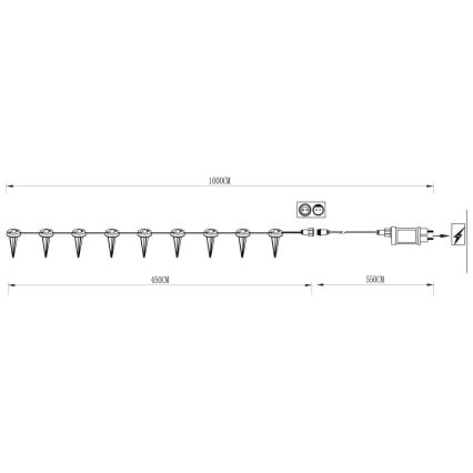 Eglo - LED dekorativ utomhusslinga 9xLED 10m IP65 varm vit