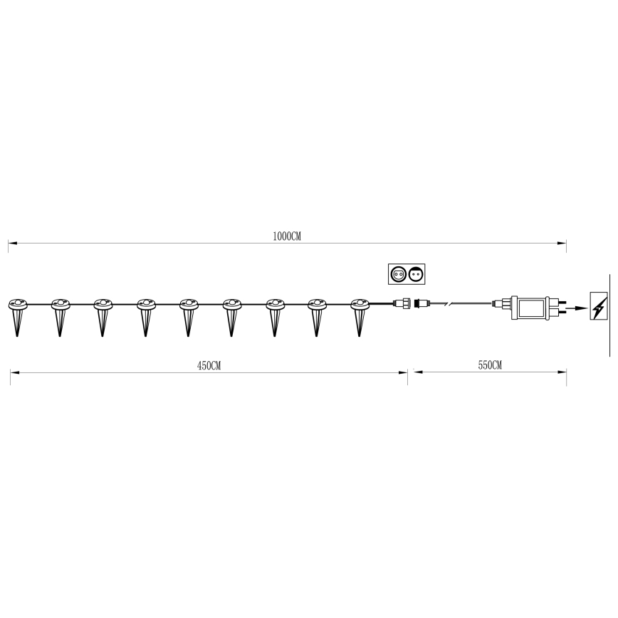Eglo - LED dekorativ utomhusslinga 9xLED 10m IP65 varm vit