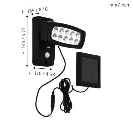 Eglo - LED solcell väggbelysning med sensor LED/1,2V 600 mAh IP44