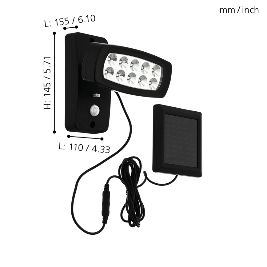 Eglo - LED solcell väggbelysning med sensor LED/1,2V 600 mAh IP44
