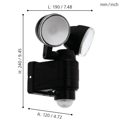 Eglo 98189 - LED Utomhusbelysning med sensor CASABAS 2xLED/4W/4xLR14 IP44