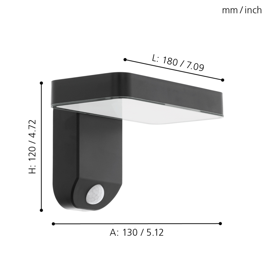 Eglo - LED solcell väggbelysning med sensor LED/4,5W/3,7V IP44