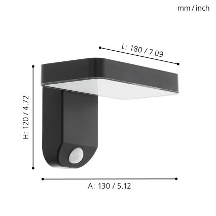 Eglo - LED Solcells vägglampa med sensor LED/4,5W/3,7V 2200 mAh IP44