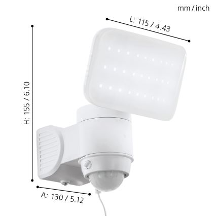 Eglo - LED solcell väggbelysning med sensor LED/3,7V 1800 mAh IP44
