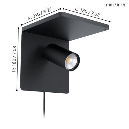 Eglo 98263 - LED Väggbelysning CIGLIE 1xGU10/5W/230V
