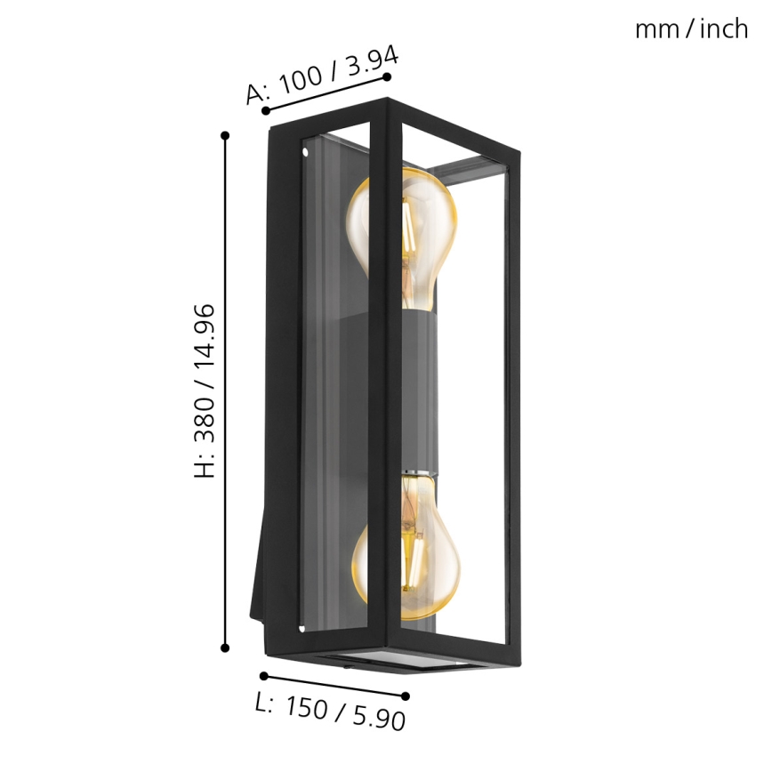 Eglo 98273 - Utomhus Väggbelysning ALAMONTE 2xE27/60W/230V IP44
