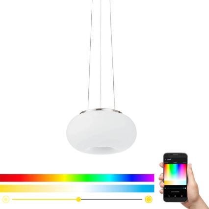 Eglo - LED RGB Ljusreglerad ljuskrona på textilsladd OPTICA-C LED/21W/230V diameter 37,5 cm