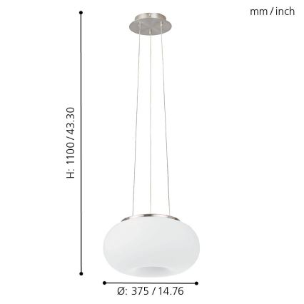 Eglo - LED RGB Ljusreglerad ljuskrona på textilsladd OPTICA-C LED/21W/230V diameter 37,5 cm