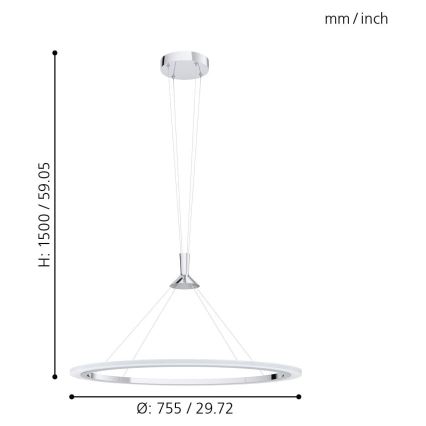 Eglo - LED RGB Ljusreglerad ljuskrona på textilsladd HORNITOS-C LED/37W/230V + fjärrkontroll