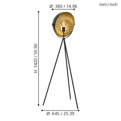 Eglo 98458 - Golvlampa DARNIUS 1xE27/40W/230V