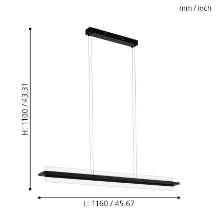 Eglo 98495 - Dimbar LED-ljuskrona med snöre SPADAFORA LED/14,5W/230V